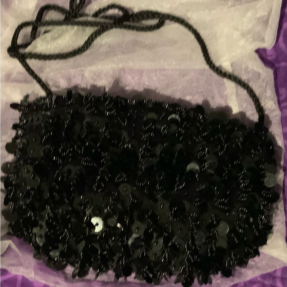 Fancy party bag Black sequins